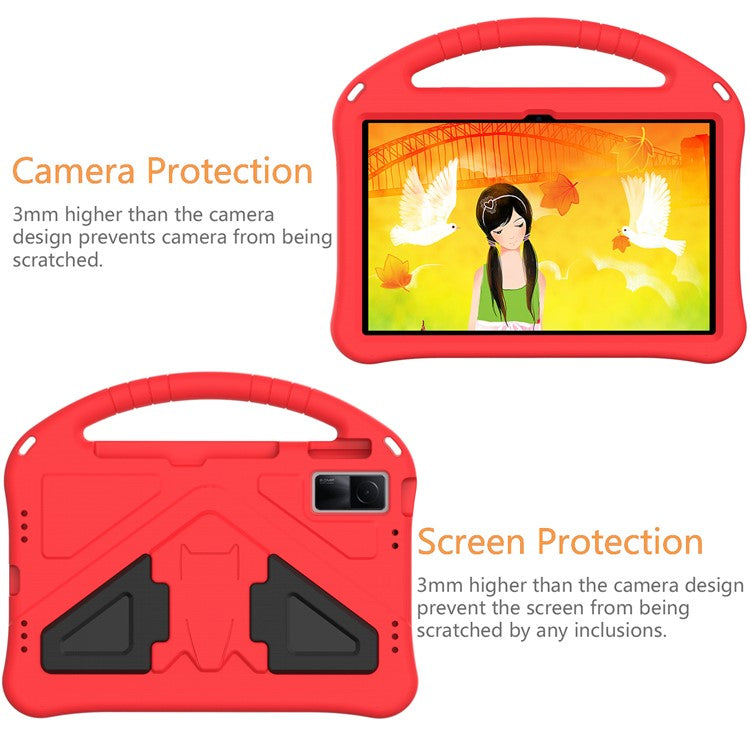 For Xiaomi Redmi Pad / Oppo Pad / Huawei MatePad 10.4 (2020) / (2022) / Honor V6 Tablet Case Portable Handle Foldable Kickstand Shockproof EVA Protective Cover - Red