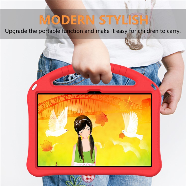 For Xiaomi Redmi Pad / Oppo Pad / Huawei MatePad 10.4 (2020) / (2022) / Honor V6 Tablet Case Portable Handle Foldable Kickstand Shockproof EVA Protective Cover - Red