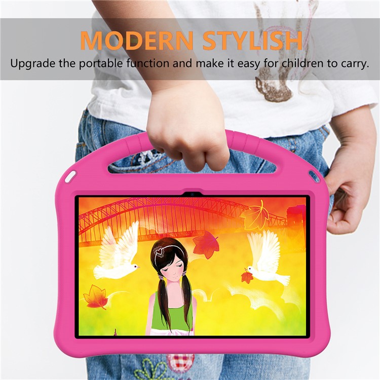 For Xiaomi Redmi Pad / Oppo Pad / Huawei MatePad 10.4 (2020) / (2022) / Honor V6 Tablet Case Portable Handle Foldable Kickstand Shockproof EVA Protective Cover - Rose