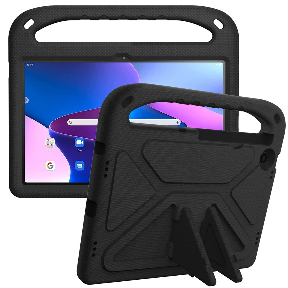 For Lenovo Tab M10 Plus (3rd Gen) / Xiaoxin Pad 2022 10.6 inch Anti-fall EVA Tablet Case Kickstand Hand Grip Scratch-resistant Portable Tablet Cover - Black
