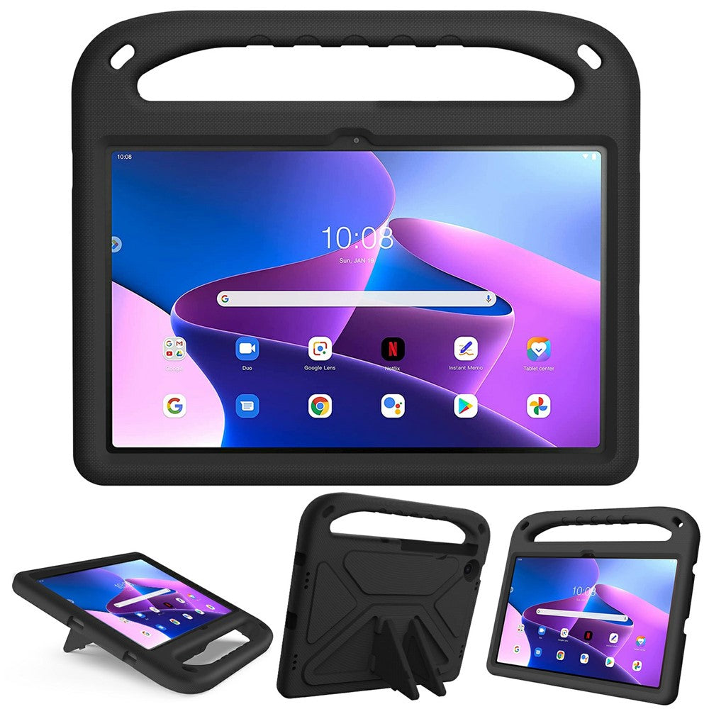 For Lenovo Tab M10 Plus (3rd Gen) / Xiaoxin Pad 2022 10.6 inch Anti-fall EVA Tablet Case Kickstand Hand Grip Scratch-resistant Portable Tablet Cover - Black