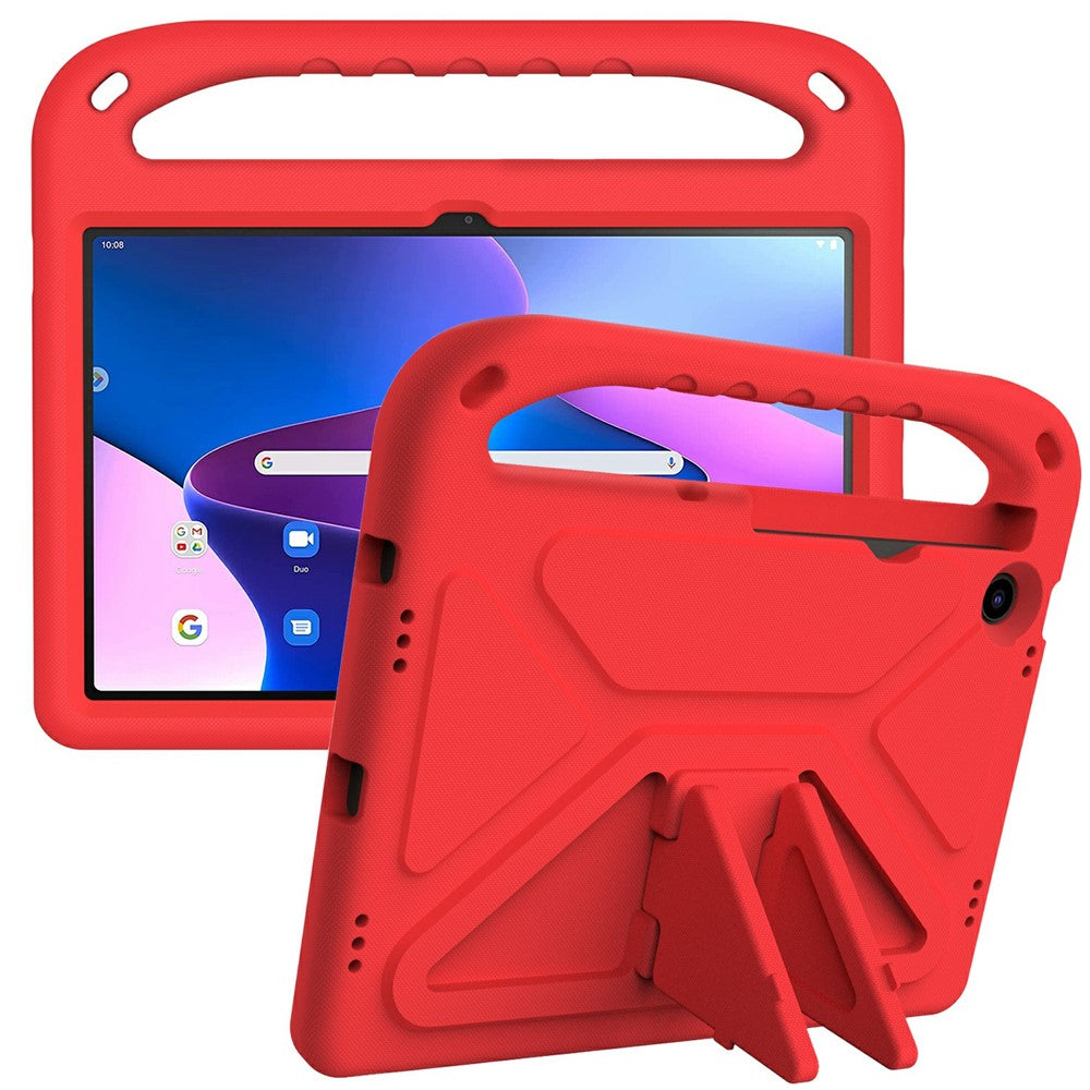 For Lenovo Tab M10 Plus (3rd Gen) / Xiaoxin Pad 2022 10.6 inch Anti-fall EVA Tablet Case Kickstand Hand Grip Scratch-resistant Portable Tablet Cover - Red