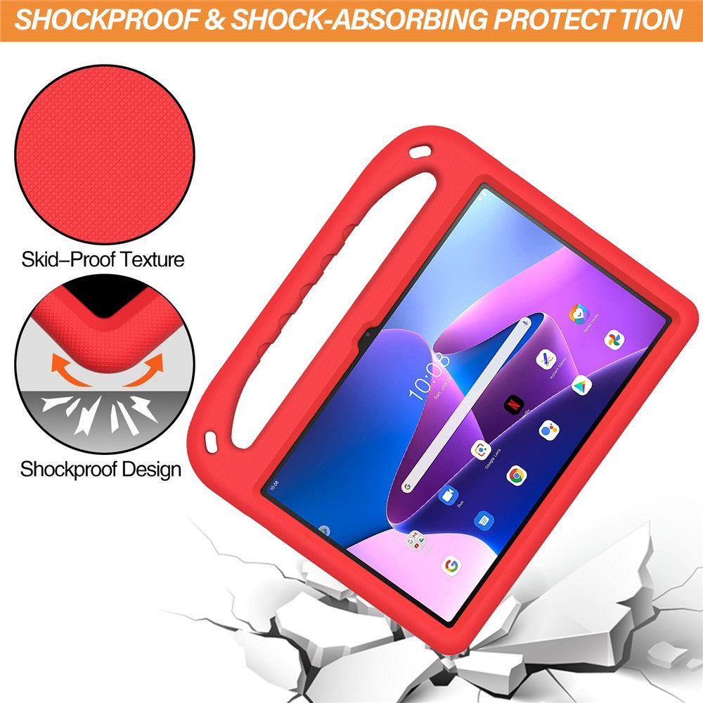 For Lenovo Tab M10 Plus (3rd Gen) / Xiaoxin Pad 2022 10.6 inch Anti-fall EVA Tablet Case Kickstand Hand Grip Scratch-resistant Portable Tablet Cover - Red