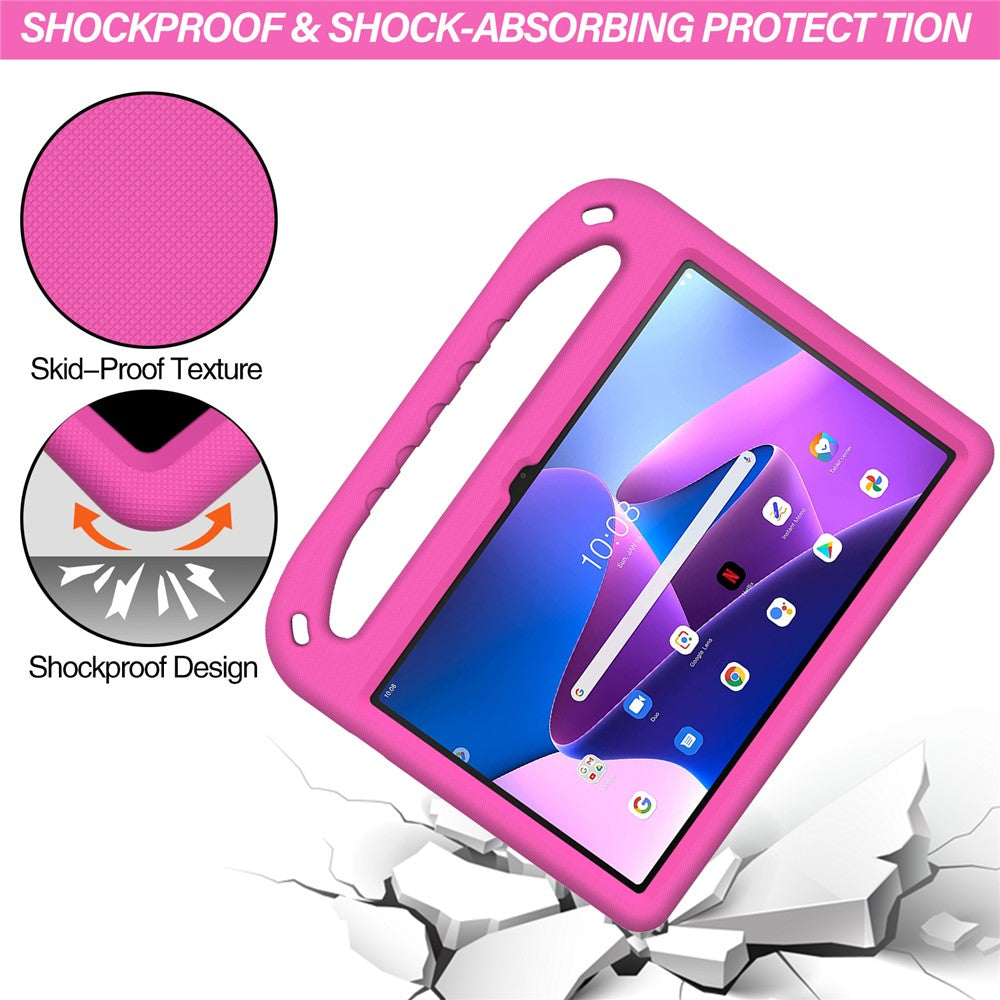 For Lenovo Tab M10 Plus (3rd Gen) / Xiaoxin Pad 2022 10.6 inch Anti-fall EVA Tablet Case Kickstand Hand Grip Scratch-resistant Portable Tablet Cover - Rose