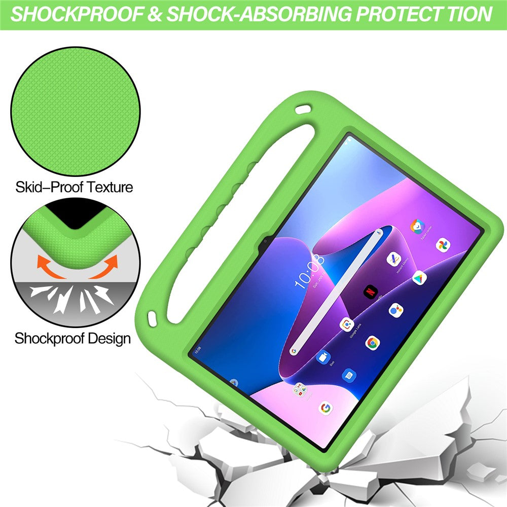 For Lenovo Tab M10 Plus (3rd Gen) / Xiaoxin Pad 2022 10.6 inch Anti-fall EVA Tablet Case Kickstand Hand Grip Scratch-resistant Portable Tablet Cover - Green