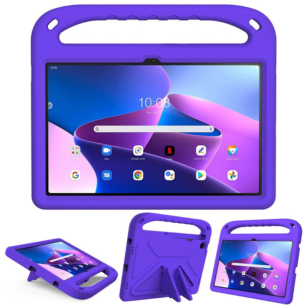 For Lenovo Tab M10 Plus (3rd Gen) / Xiaoxin Pad 2022 10.6 inch Anti-fall EVA Tablet Case Kickstand Hand Grip Scratch-resistant Portable Tablet Cover - Purple