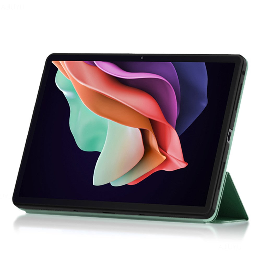 For Lenovo Tab P11 Gen 2 Trifold Stand Tablet Case PU Leather Soft TPU Full-Body Protective Cover - Green