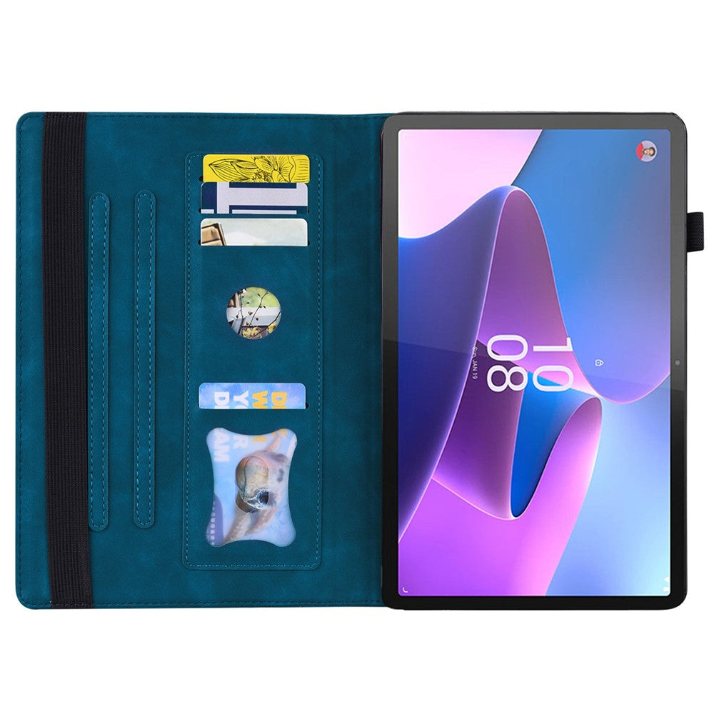 For Lenovo Pad Plus 2023 11.5-inch Business Folio Stand Wallet Case Drop-proof PU Leather Tablet Cover with Elastic Band and Pencil Holder - Blue
