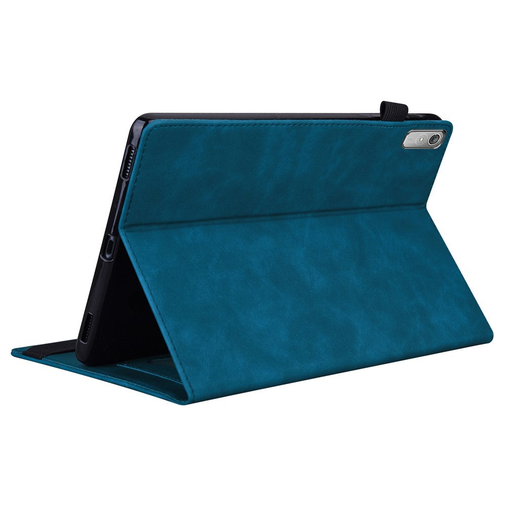 For Lenovo Pad Plus 2023 11.5-inch Business Folio Stand Wallet Case Drop-proof PU Leather Tablet Cover with Elastic Band and Pencil Holder - Blue