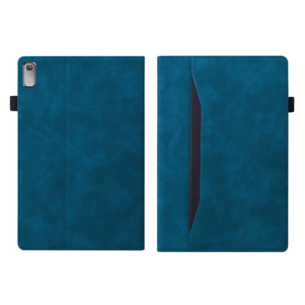 For Lenovo Pad Plus 2023 11.5-inch Business Folio Stand Wallet Case Drop-proof PU Leather Tablet Cover with Elastic Band and Pencil Holder - Blue