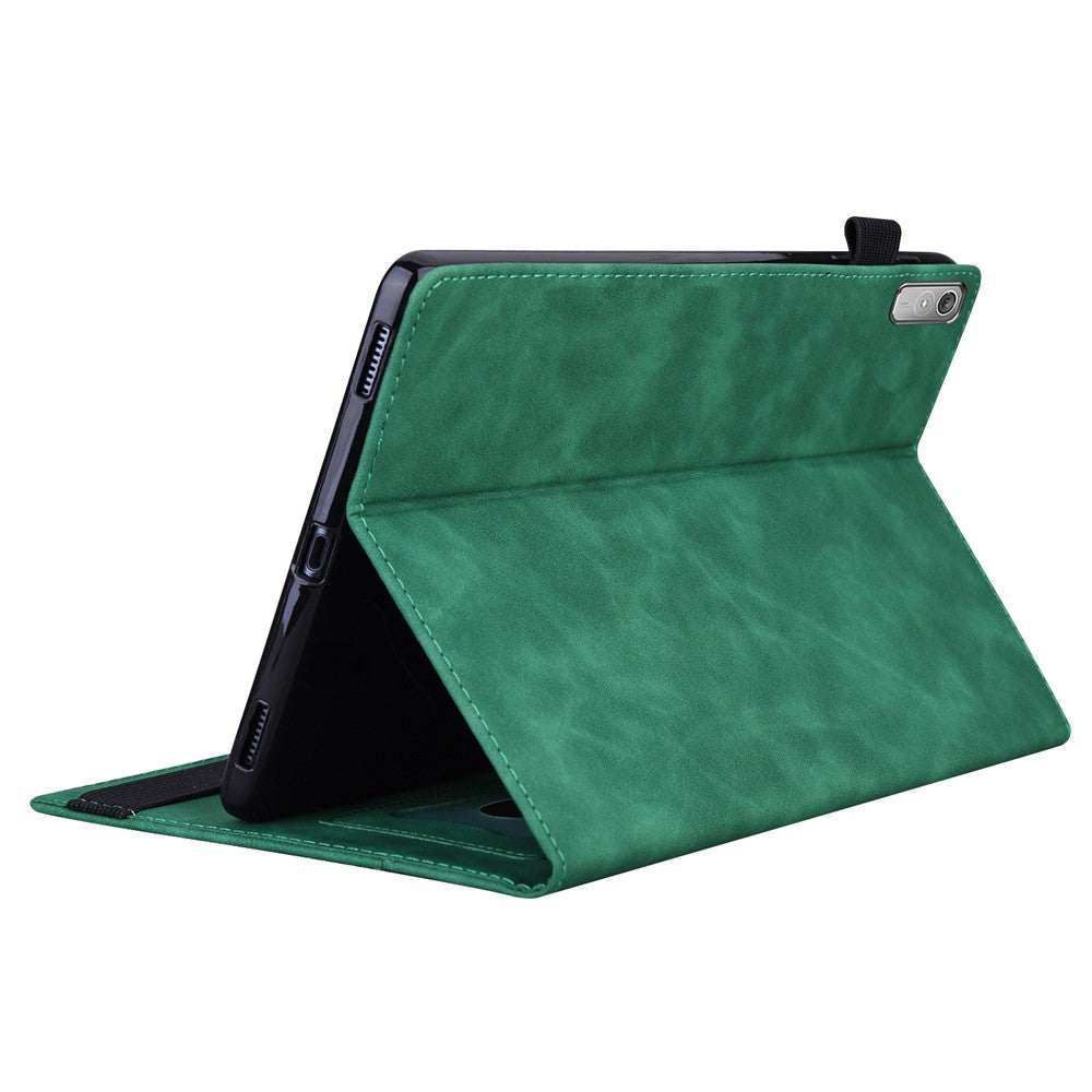 For Lenovo Pad Plus 2023 11.5-inch Business Folio Stand Wallet Case Drop-proof PU Leather Tablet Cover with Elastic Band and Pencil Holder - Green