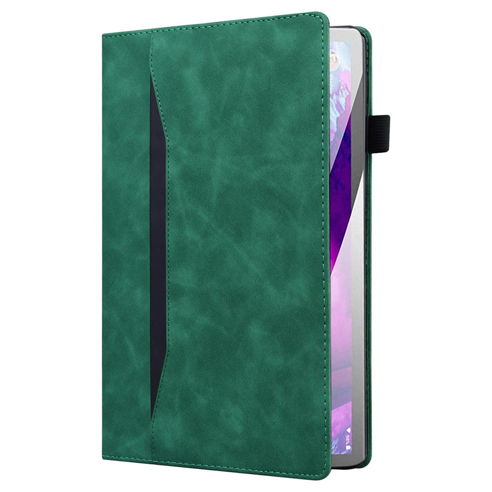 For Lenovo Pad Plus 2023 11.5-inch Business Folio Stand Wallet Case Drop-proof PU Leather Tablet Cover with Elastic Band and Pencil Holder - Green