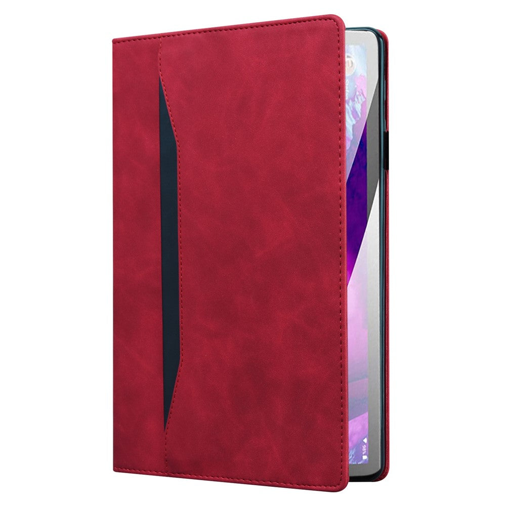 For Lenovo Pad Plus 2023 11.5-inch Business Folio Stand Wallet Case Drop-proof PU Leather Tablet Cover with Elastic Band and Pencil Holder - Red