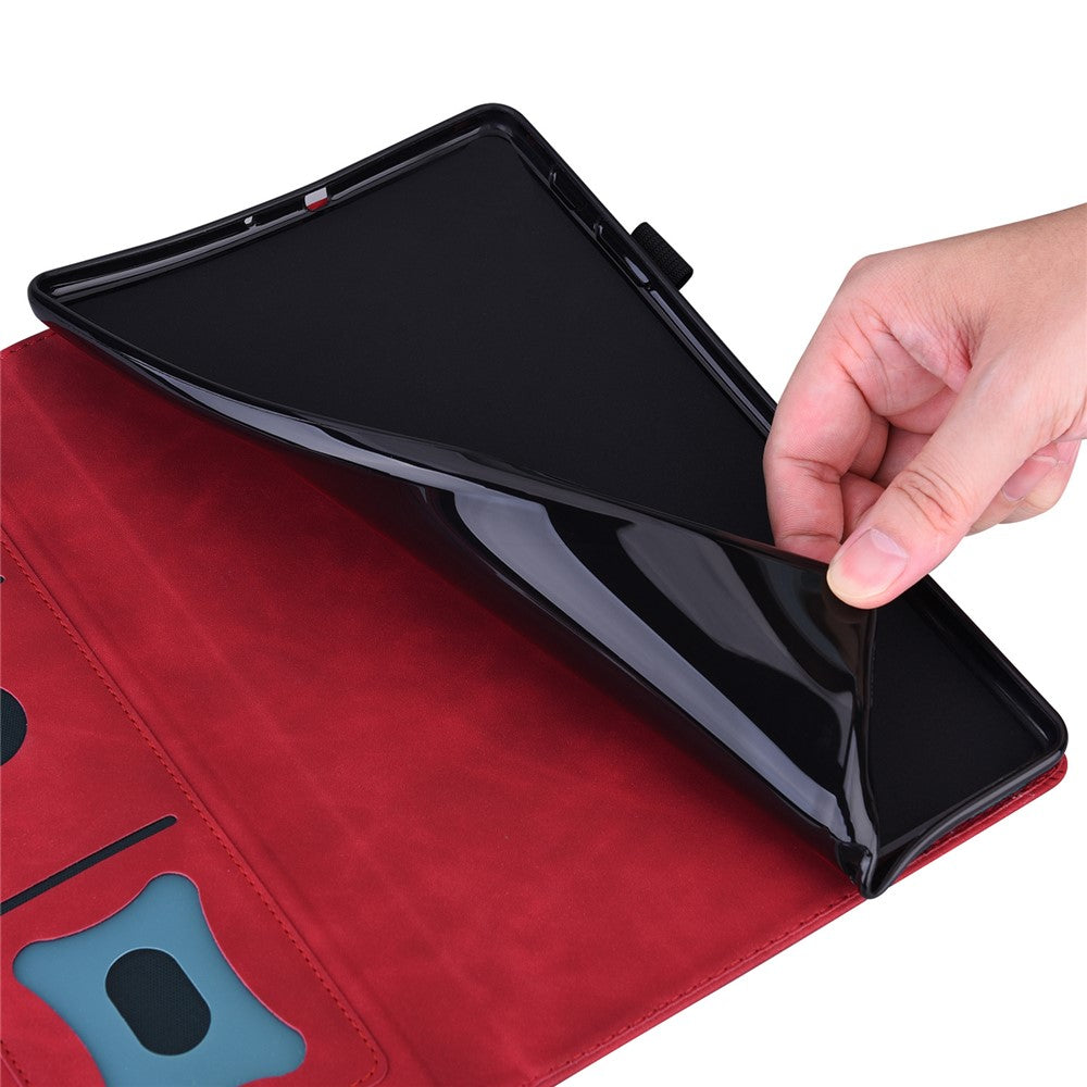 For Lenovo Pad Plus 2023 11.5-inch Business Folio Stand Wallet Case Drop-proof PU Leather Tablet Cover with Elastic Band and Pencil Holder - Red