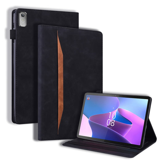 For Lenovo Pad Plus 2023 11.5-inch Business Folio Stand Wallet Case Drop-proof PU Leather Tablet Cover with Elastic Band and Pencil Holder - Black