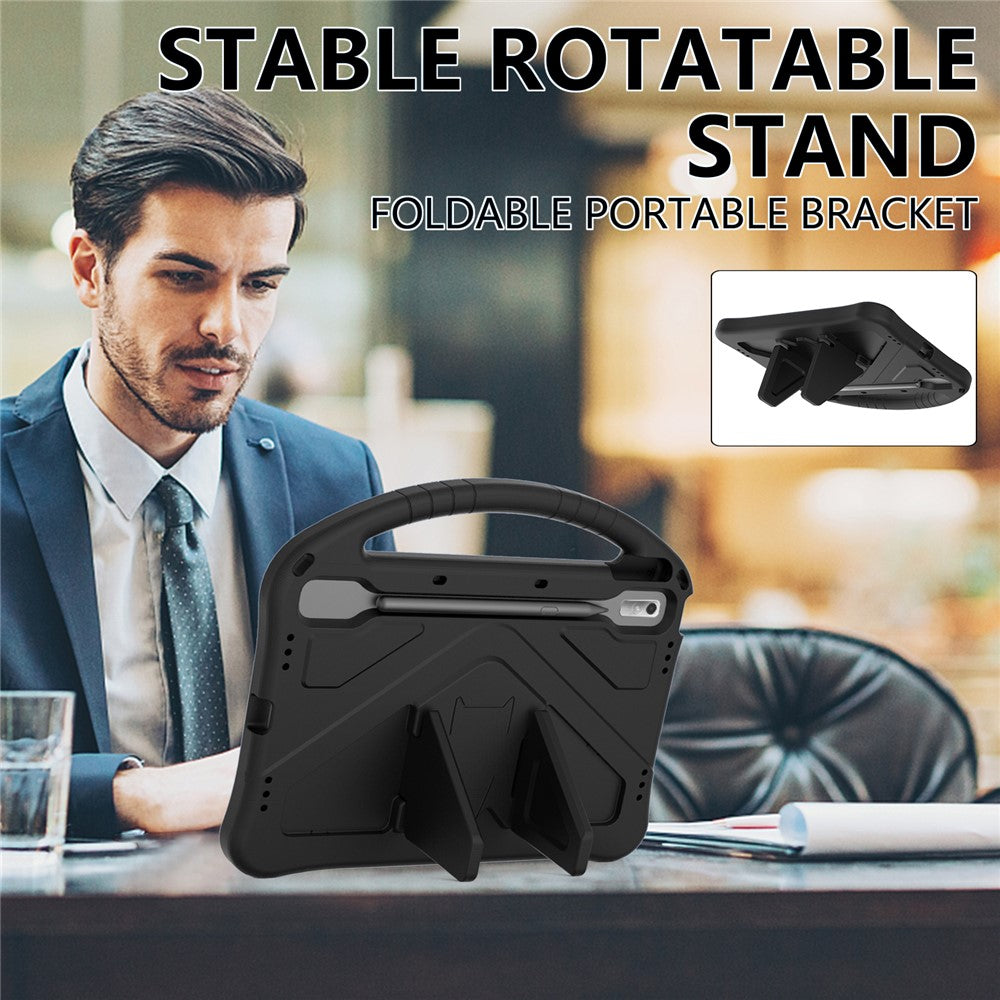Tablet Case for Lenovo Tab P11 Pro Gen 2, Portable Handle Foldable Kickstand Shockproof EVA Protective Cover - Black