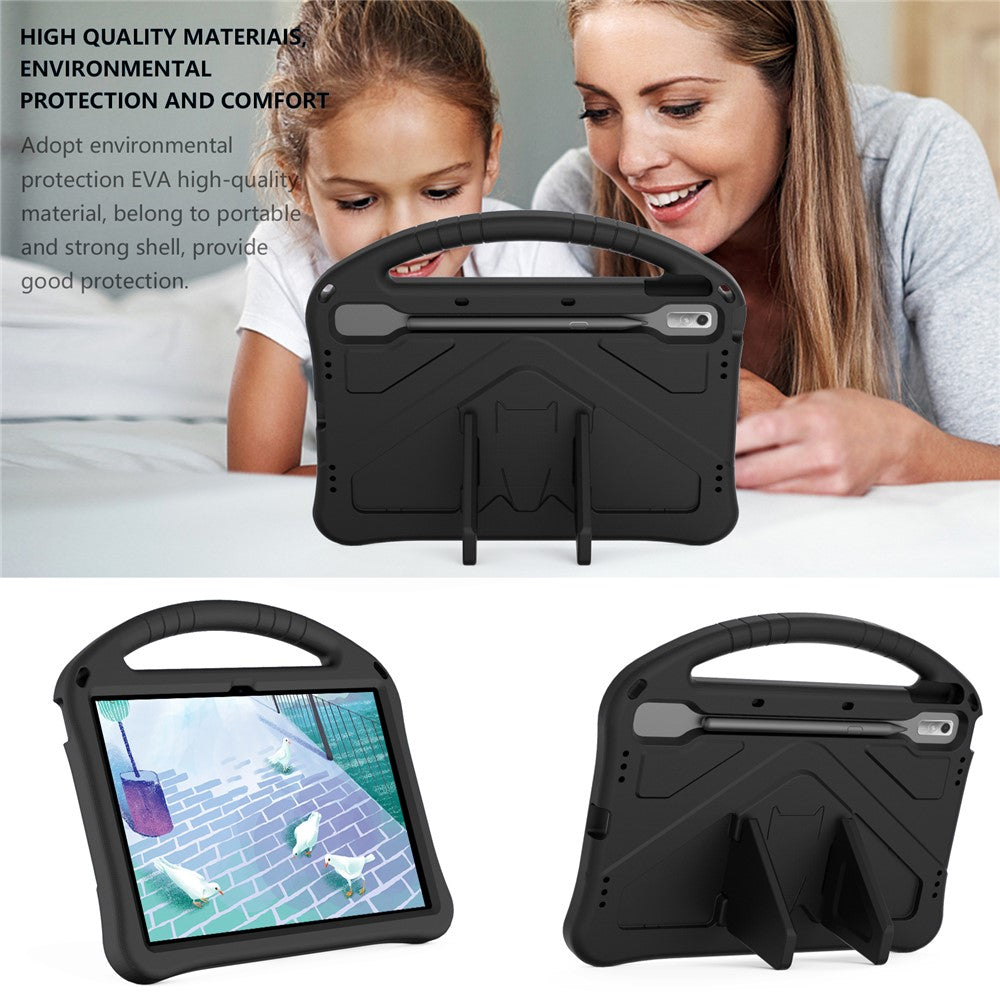 Tablet Case for Lenovo Tab P11 Pro Gen 2, Portable Handle Foldable Kickstand Shockproof EVA Protective Cover - Black