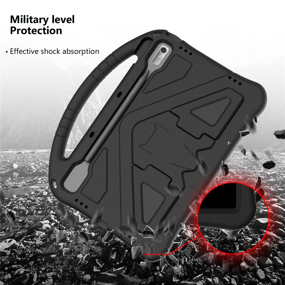 Tablet Case for Lenovo Tab P11 Pro Gen 2, Portable Handle Foldable Kickstand Shockproof EVA Protective Cover - Black