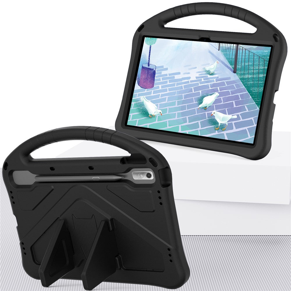 Tablet Case for Lenovo Tab P11 Pro Gen 2, Portable Handle Foldable Kickstand Shockproof EVA Protective Cover - Black