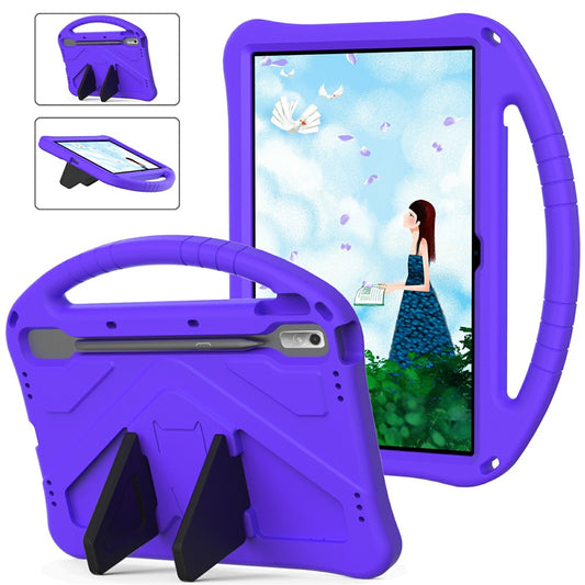 Tablet Case for Lenovo Tab P11 Pro Gen 2, Portable Handle Foldable Kickstand Shockproof EVA Protective Cover - Purple