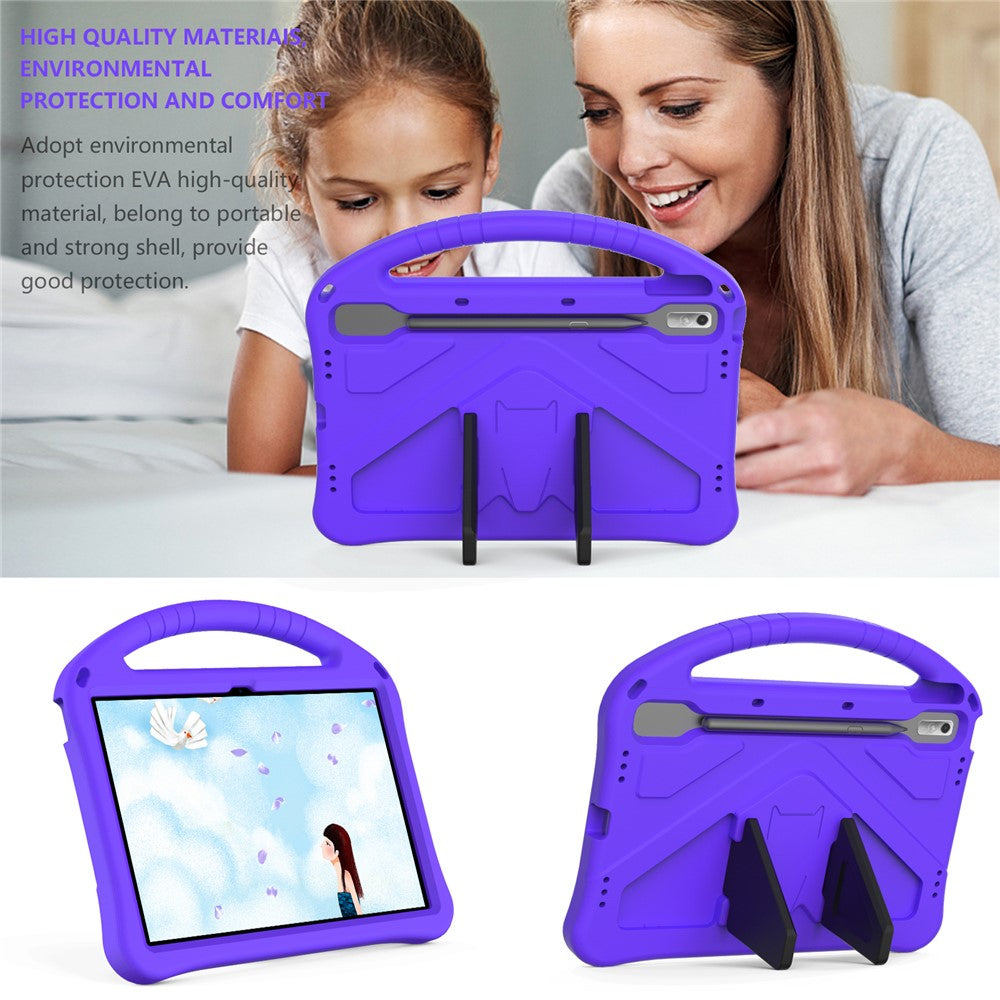 Tablet Case for Lenovo Tab P11 Pro Gen 2, Portable Handle Foldable Kickstand Shockproof EVA Protective Cover - Purple