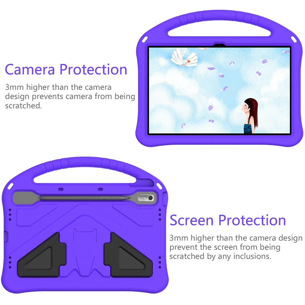 Tablet Case for Lenovo Tab P11 Pro Gen 2, Portable Handle Foldable Kickstand Shockproof EVA Protective Cover - Purple