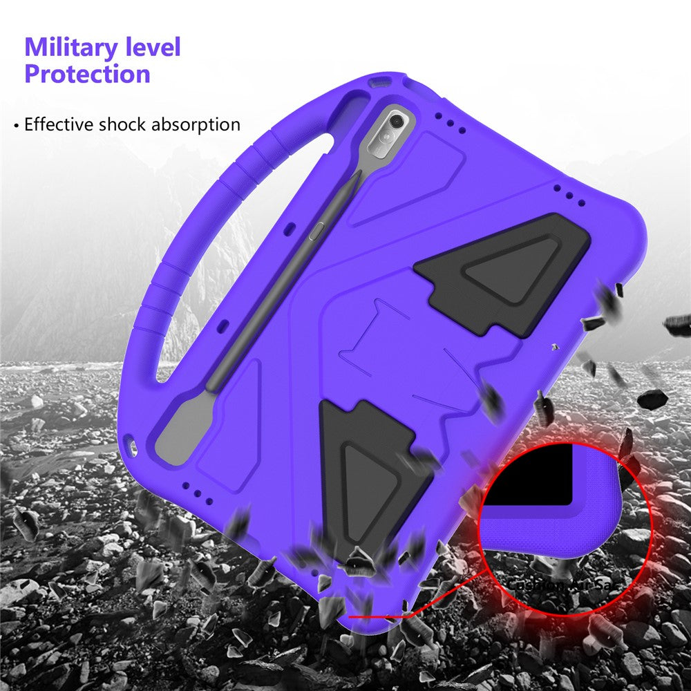 Tablet Case for Lenovo Tab P11 Pro Gen 2, Portable Handle Foldable Kickstand Shockproof EVA Protective Cover - Purple