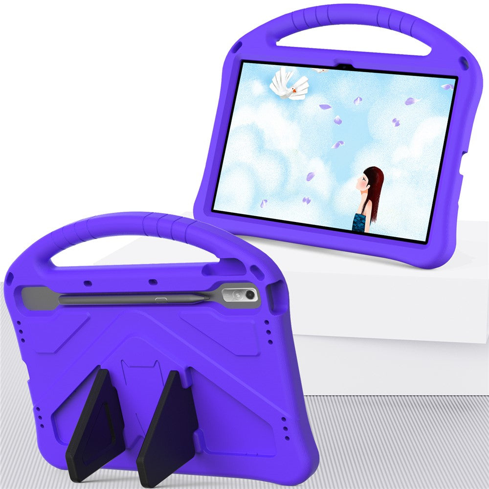 Tablet Case for Lenovo Tab P11 Pro Gen 2, Portable Handle Foldable Kickstand Shockproof EVA Protective Cover - Purple