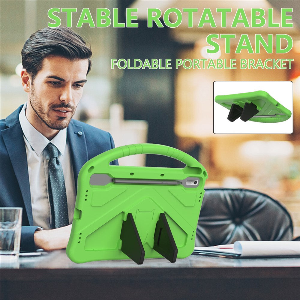 Tablet Case for Lenovo Tab P11 Pro Gen 2, Portable Handle Foldable Kickstand Shockproof EVA Protective Cover - Green