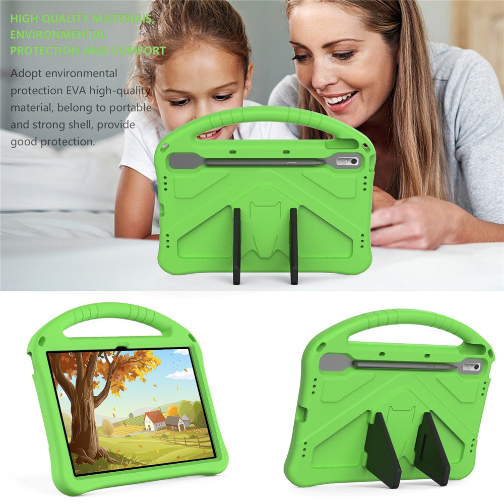 Tablet Case for Lenovo Tab P11 Pro Gen 2, Portable Handle Foldable Kickstand Shockproof EVA Protective Cover - Green