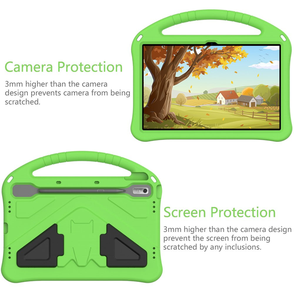 Tablet Case for Lenovo Tab P11 Pro Gen 2, Portable Handle Foldable Kickstand Shockproof EVA Protective Cover - Green