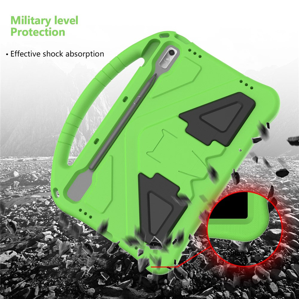 Tablet Case for Lenovo Tab P11 Pro Gen 2, Portable Handle Foldable Kickstand Shockproof EVA Protective Cover - Green