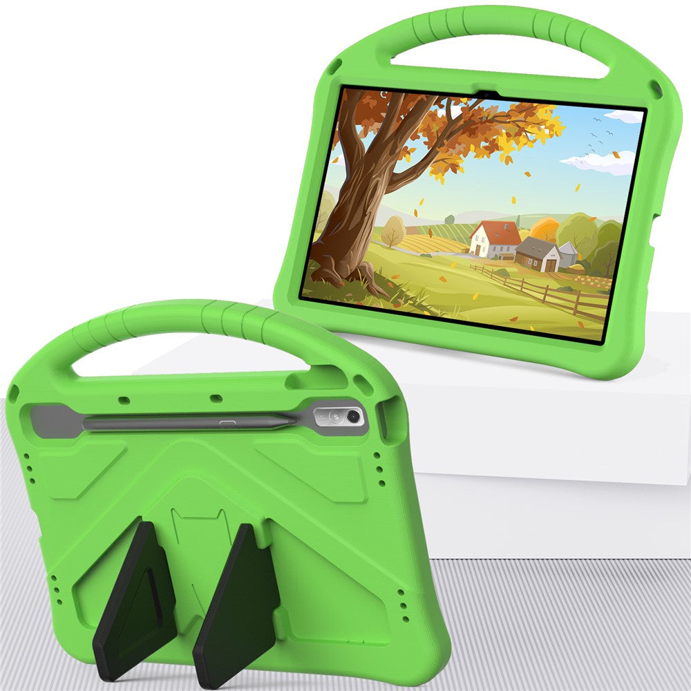 Tablet Case for Lenovo Tab P11 Pro Gen 2, Portable Handle Foldable Kickstand Shockproof EVA Protective Cover - Green