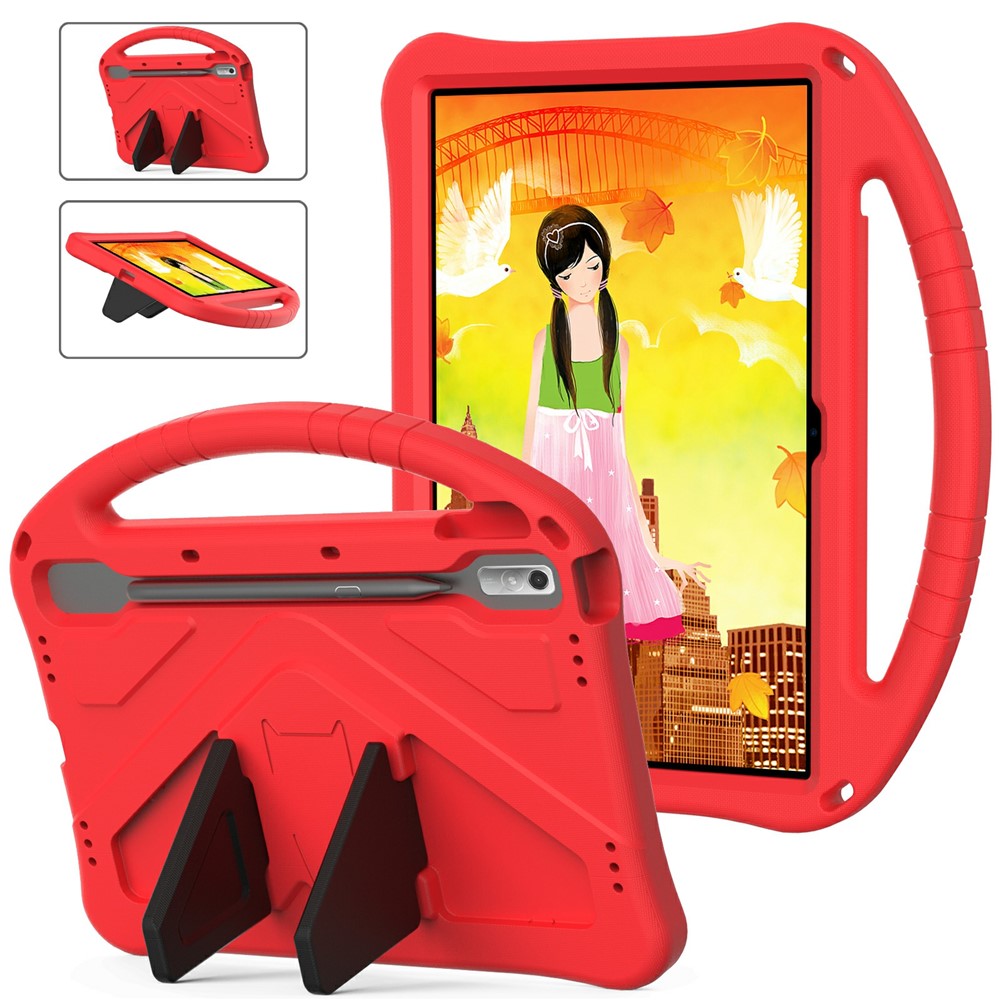 Tablet Case for Lenovo Tab P11 Pro Gen 2, Portable Handle Foldable Kickstand Shockproof EVA Protective Cover - Red