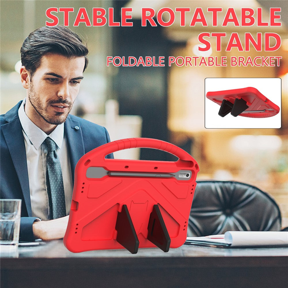 Tablet Case for Lenovo Tab P11 Pro Gen 2, Portable Handle Foldable Kickstand Shockproof EVA Protective Cover - Red