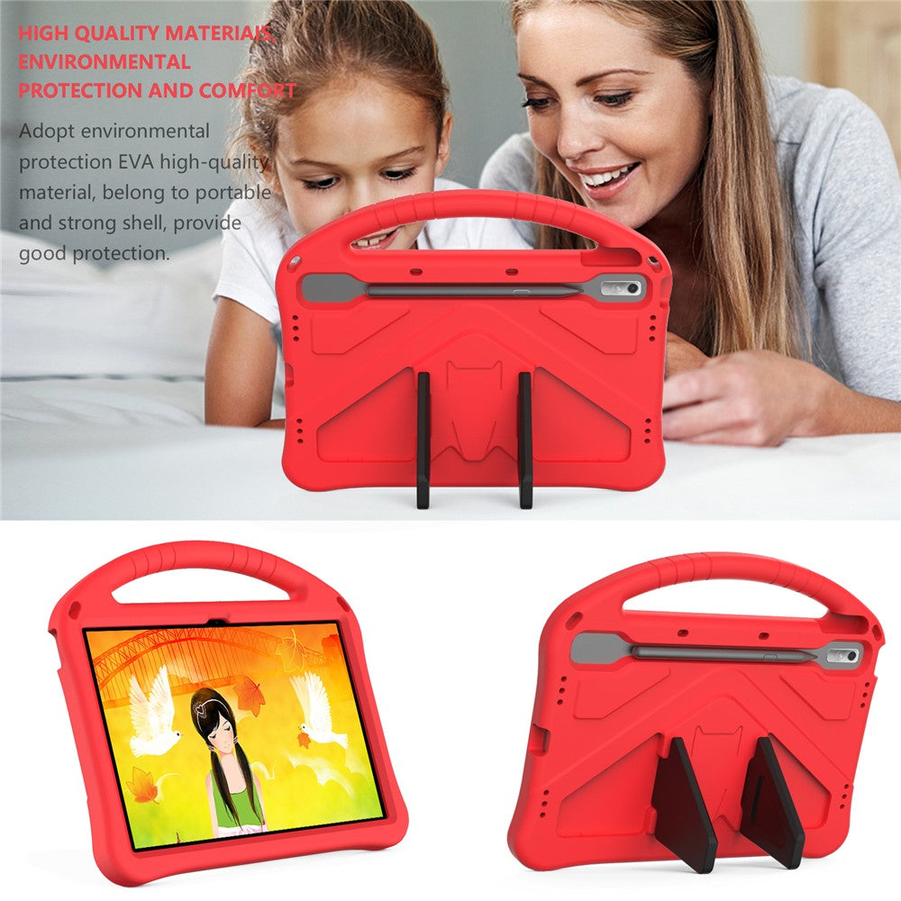 Tablet Case for Lenovo Tab P11 Pro Gen 2, Portable Handle Foldable Kickstand Shockproof EVA Protective Cover - Red