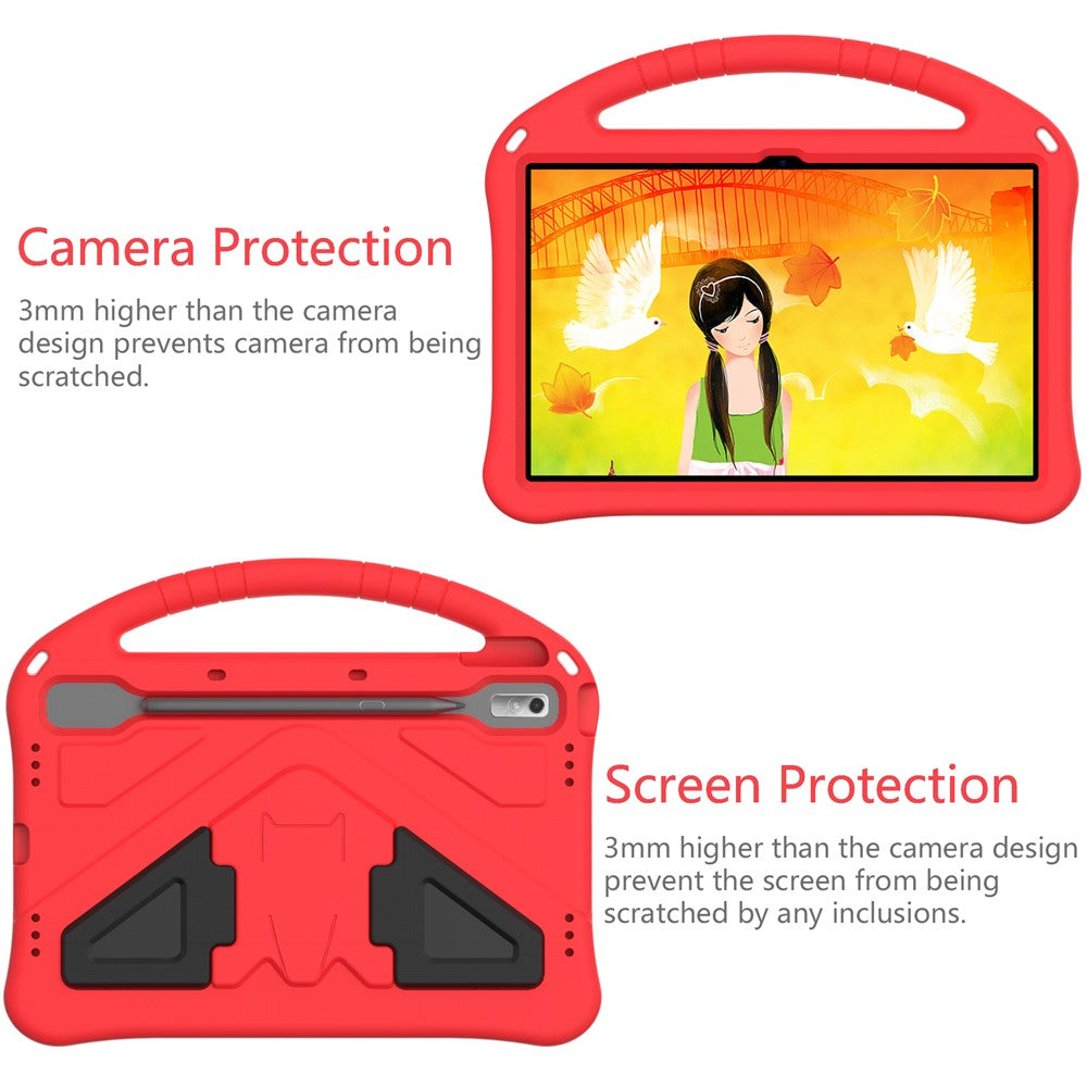 Tablet Case for Lenovo Tab P11 Pro Gen 2, Portable Handle Foldable Kickstand Shockproof EVA Protective Cover - Red