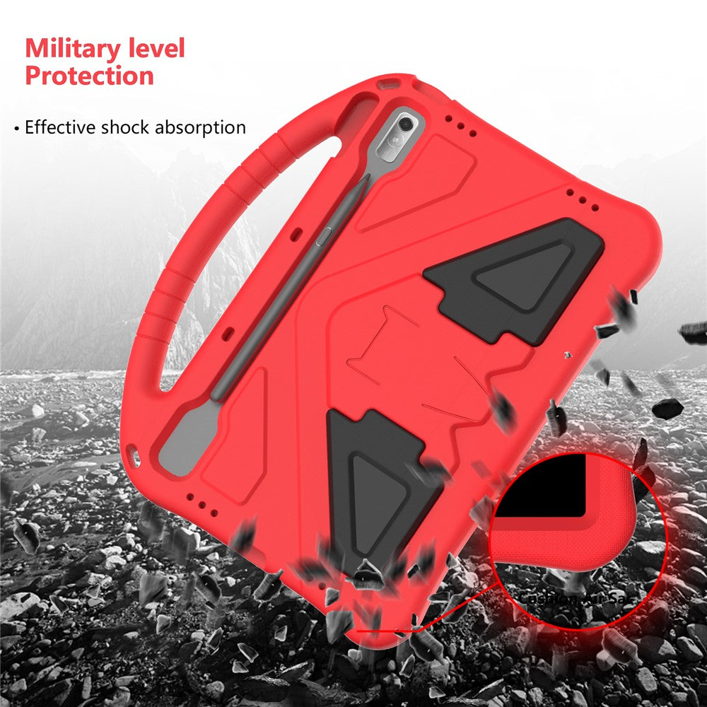 Tablet Case for Lenovo Tab P11 Pro Gen 2, Portable Handle Foldable Kickstand Shockproof EVA Protective Cover - Red