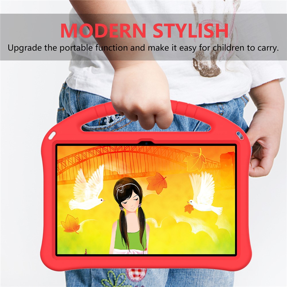 Tablet Case for Lenovo Tab P11 Pro Gen 2, Portable Handle Foldable Kickstand Shockproof EVA Protective Cover - Red
