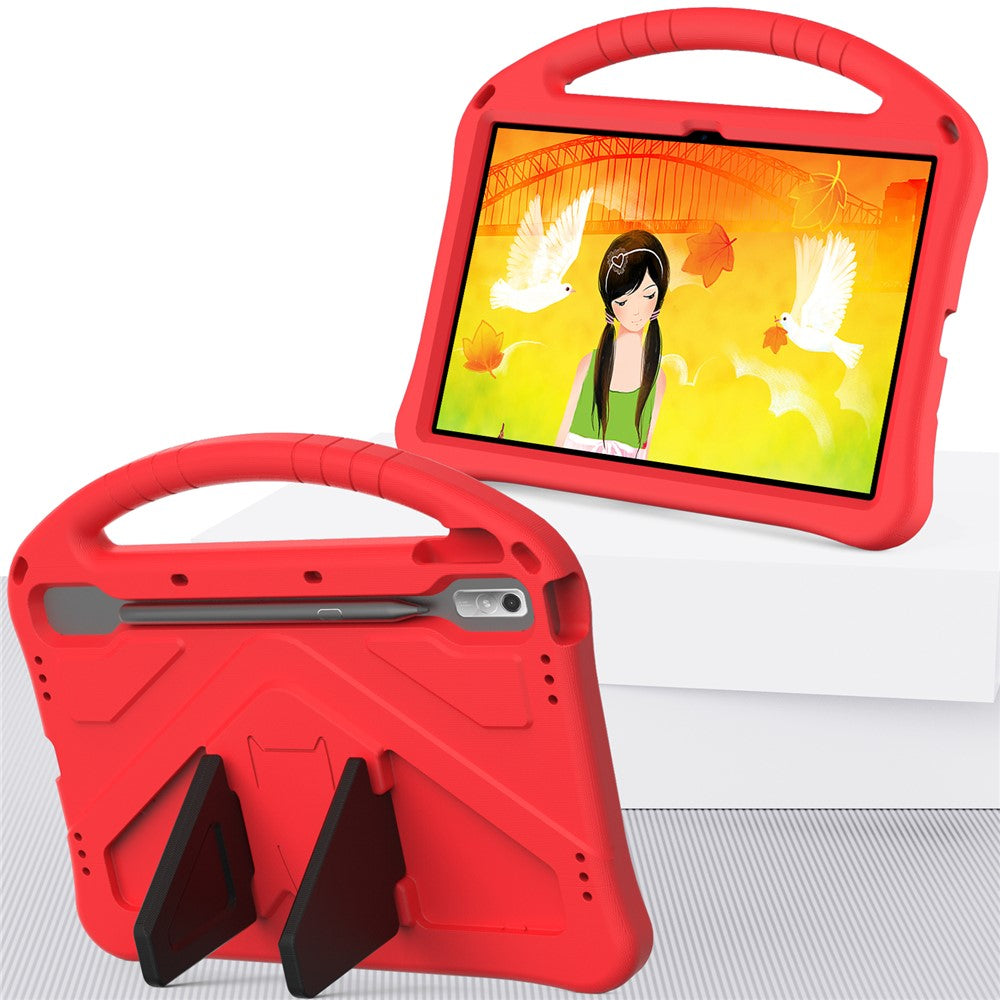 Tablet Case for Lenovo Tab P11 Pro Gen 2, Portable Handle Foldable Kickstand Shockproof EVA Protective Cover - Red