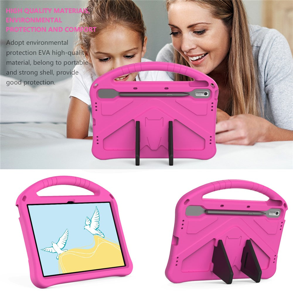 Tablet Case for Lenovo Tab P11 Pro Gen 2, Portable Handle Foldable Kickstand Shockproof EVA Protective Cover - Rose