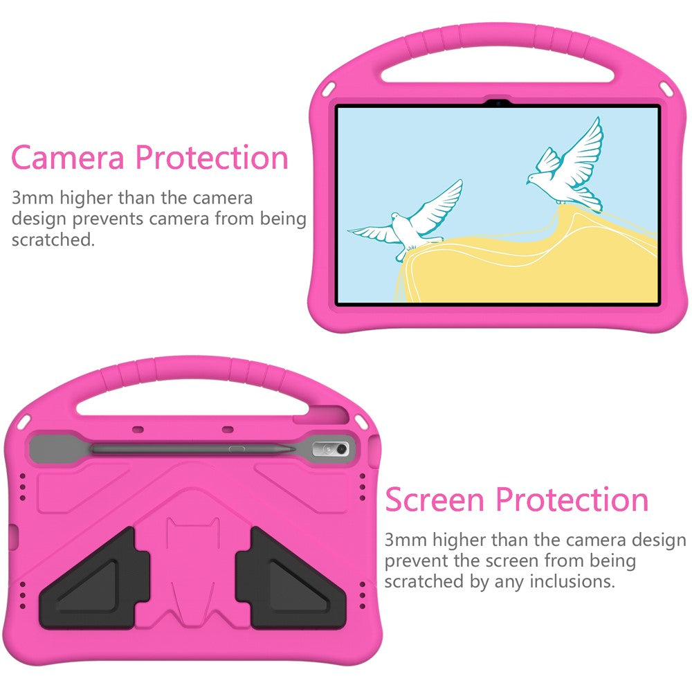 Tablet Case for Lenovo Tab P11 Pro Gen 2, Portable Handle Foldable Kickstand Shockproof EVA Protective Cover - Rose