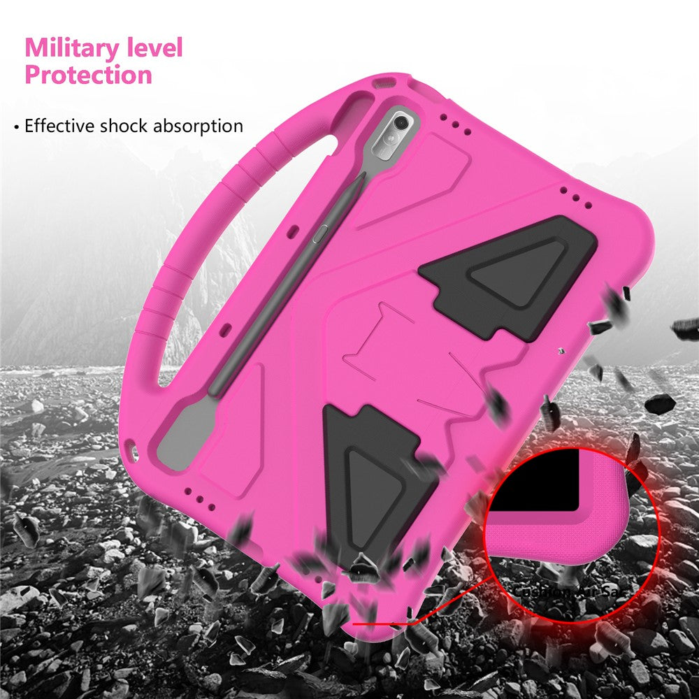 Tablet Case for Lenovo Tab P11 Pro Gen 2, Portable Handle Foldable Kickstand Shockproof EVA Protective Cover - Rose