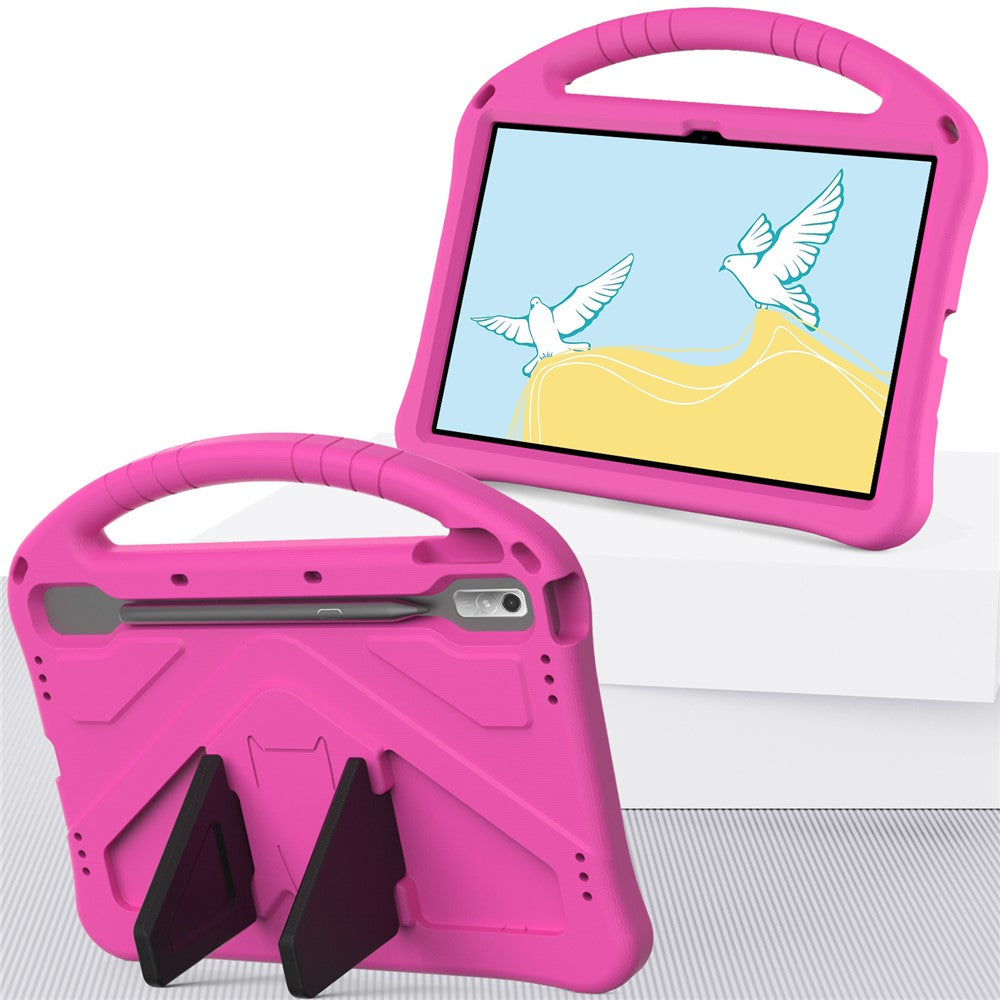 Tablet Case for Lenovo Tab P11 Pro Gen 2, Portable Handle Foldable Kickstand Shockproof EVA Protective Cover - Rose
