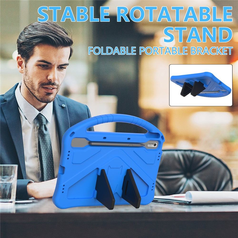 Tablet Case for Lenovo Tab P11 Pro Gen 2, Portable Handle Foldable Kickstand Shockproof EVA Protective Cover - Blue