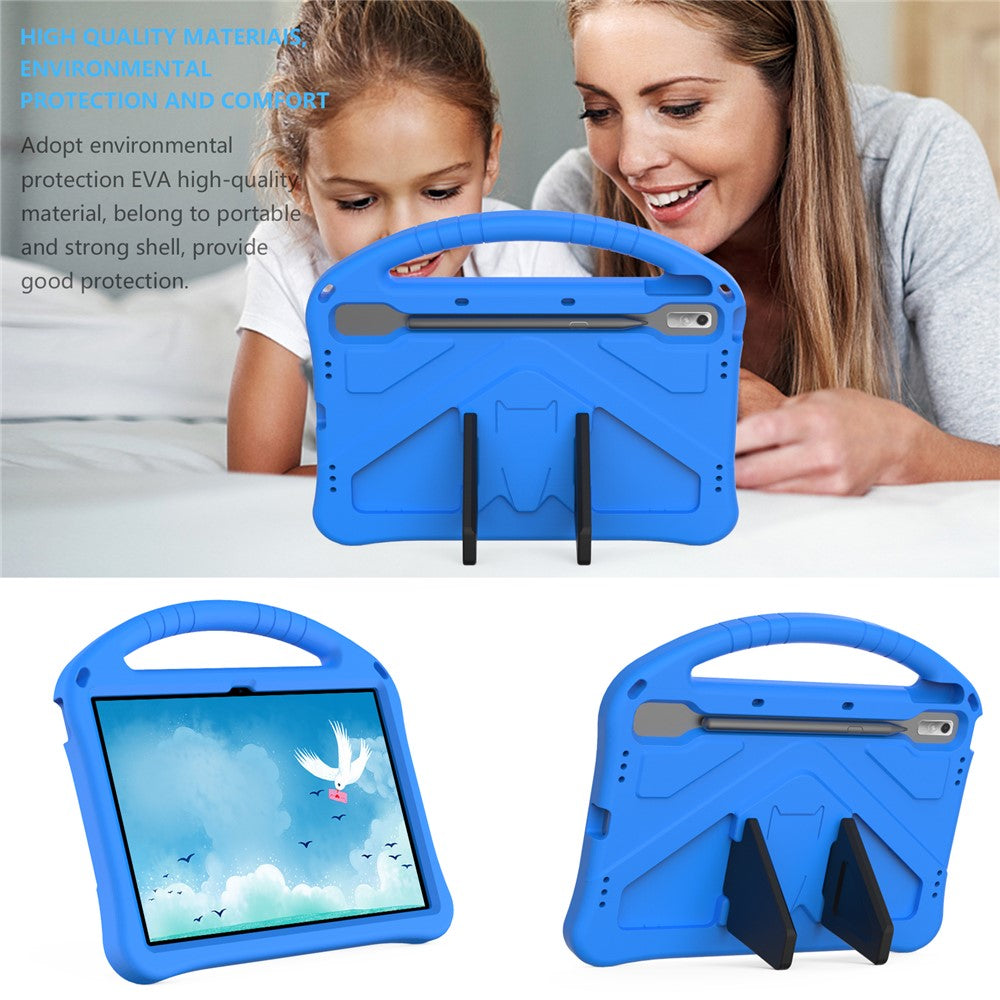Tablet Case for Lenovo Tab P11 Pro Gen 2, Portable Handle Foldable Kickstand Shockproof EVA Protective Cover - Blue