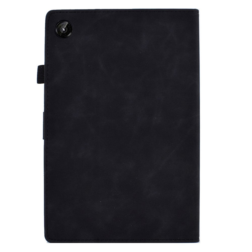 For Lenovo Tab M10 Plus (3rd Gen) / Xiaoxin Pad 2022 10.6 inch PU Leather Butterfly Flower Pattern Imprinted Tablet Cover Stitching Line Stand Smart Protective Case with Card Holder - Black
