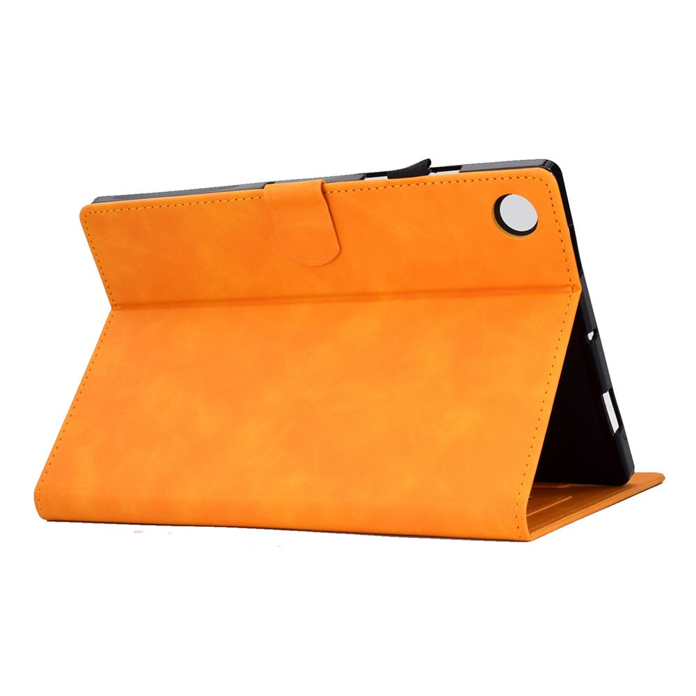 For Lenovo Tab M10 Plus (3rd Gen) / Xiaoxin Pad 2022 10.6 inch PU Leather Butterfly Flower Pattern Imprinted Tablet Cover Stitching Line Stand Smart Protective Case with Card Holder - Khaki