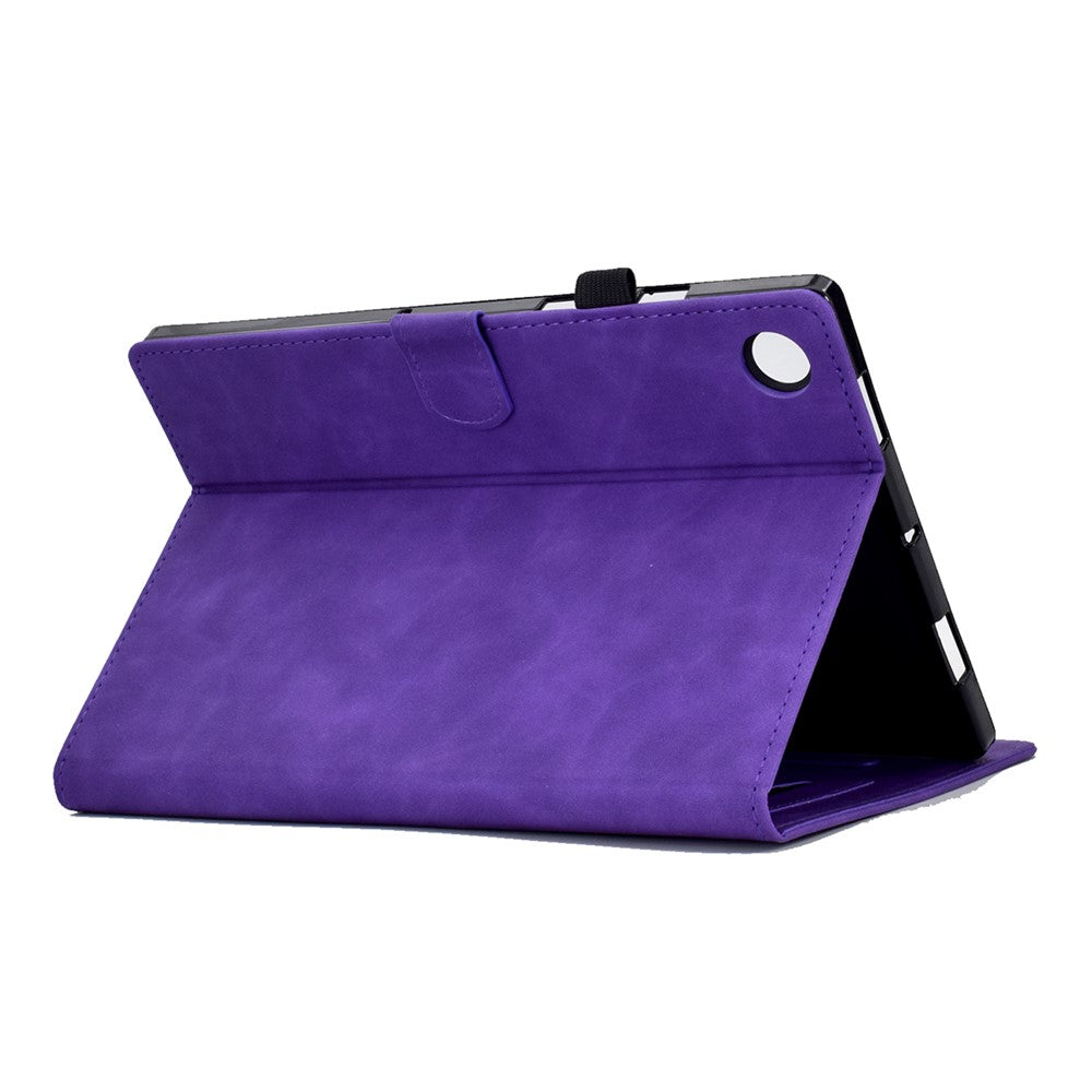 For Lenovo Tab M10 Plus (3rd Gen) / Xiaoxin Pad 2022 10.6 inch PU Leather Butterfly Flower Pattern Imprinted Tablet Cover Stitching Line Stand Smart Protective Case with Card Holder - Purple