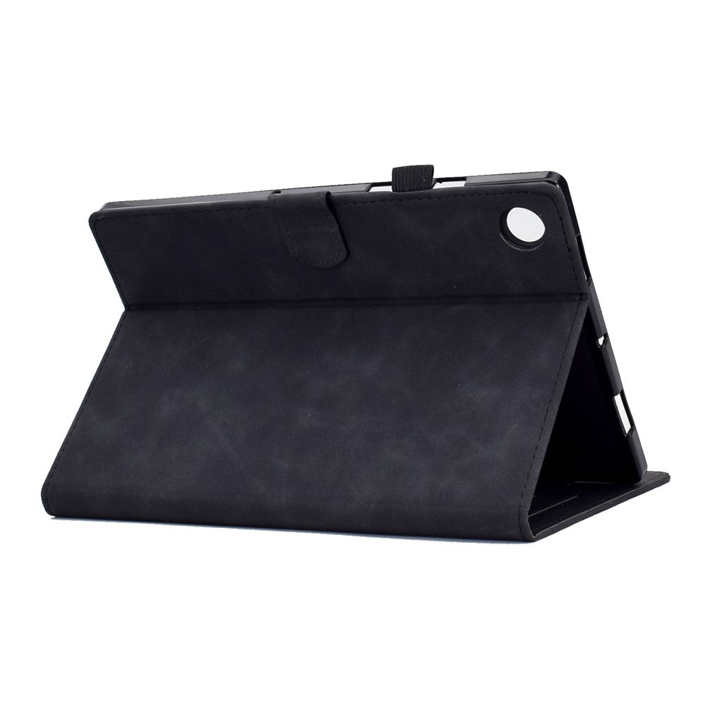 For Lenovo Tab M10 Plus TB-X606F Butterfly Flower Pattern Imprinted PU Leather Folio Case Stitching Line Card Holder Stand Smart Tablet Cover - Black